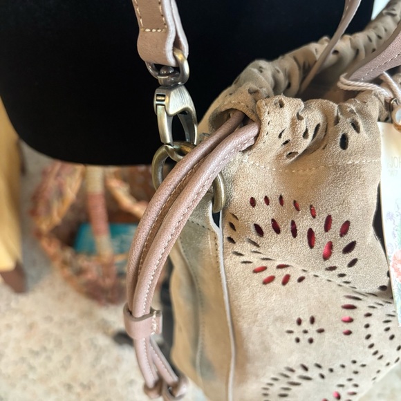 JOHNNY WAS Fiorire Vanessa Crossbody Boho Handbag! New Italian Tan Leather. Boho - Picture 5 of 14